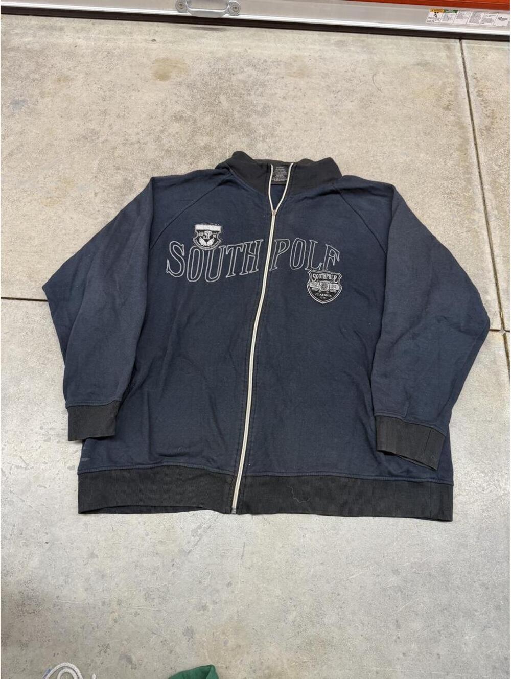 vintage southpole black and white zip up spell out sweatshirt size xxl